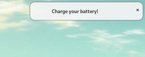 Screenshot of battery alert.